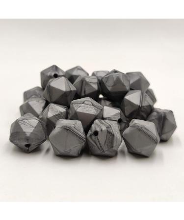 50pcs Metallic Silver 17mm Silicone Icosahedron Beads for Mom Necklace Making - Buy Online on GoSupps.com