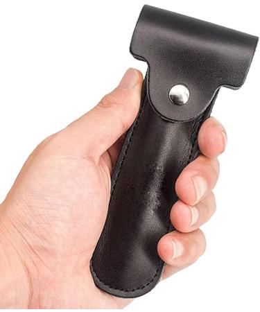 Vepoty Leather Razor Case - Portable Shaver Protective Cover & Travel Bag for Men - Stylish Razor Carrying Case in Black - Buy Online on GoSupps.com
