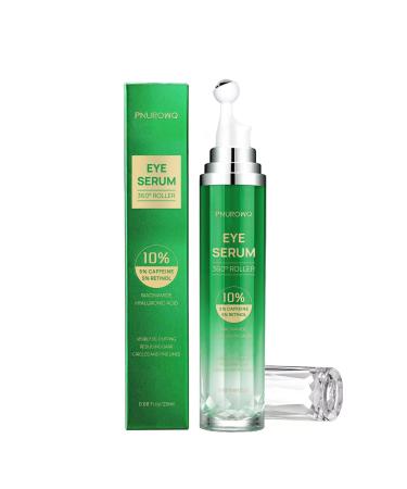 Eye Serum with 5% Caffeine & 5% Retinol for Dark Circles Puffiness Puffy Bags & Wrinkles Fine Lines - Under Eye Roller Cream Anti Aging Treatment with 360 Massage Ball for Men and Women