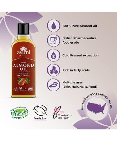 Ayumi Pure Almond Oil - Rich in Fatty Acids for Skin & Hair Care - 3 x 150ml - Buy Online on GoSupps.com
