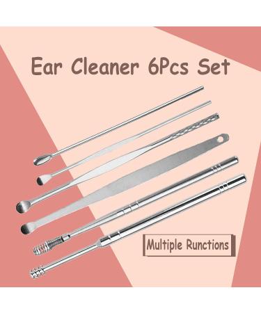 Innovative Spring Earwax Cleaner Tool Set - 6Pcs Ear Curette Cleansing Ear Pick Removal Tool Spiral Stainless Steel Ear Picks Kit - Buy Online on GoSupps.com