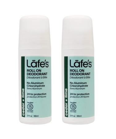 Lafe's Natural Deodorant | 3oz Roll-On Aluminum Free Natural Deodorant for Men & Women | Paraben Free & Baking Soda Free with 24-Hour Protection | Cedar & Lime - Formerly Fresh | 2 Pack | Packaging May Vary