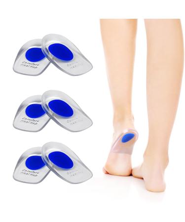 Heel spur inserts 3 pair of soft gel heel pillow heel cushion heel protection for shoes insoles heel spur women and gentlemen gel pillow orthopedic for the heel and Achilles tendon (s) 3S