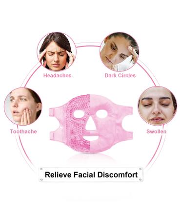 Silicone Face Mask Cover & Ice Face Mask Set | Cooling Relief for Dark Circles Puffiness Migraines | Reusable Anti-Wrinkle Holder - Pink - Buy Online on GoSupps.com