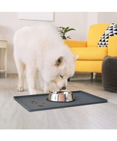 EIOKIT Dog Food Mat - Waterproof Silicone Pet Bowl Mat with Raised Edge - Grey (Various Sizes) - Buy Online on GoSupps.com