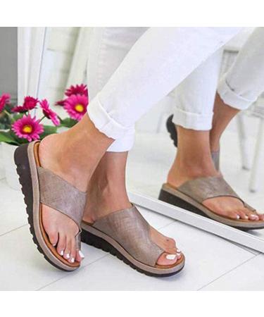 Buy Comfortable Women's Platform Sandals | Orthopedic Shoes | PU Leather Bunion Corrector Slides | Flat Sole Foot Correction | International Shipping Available - Buy Online on GoSupps.com