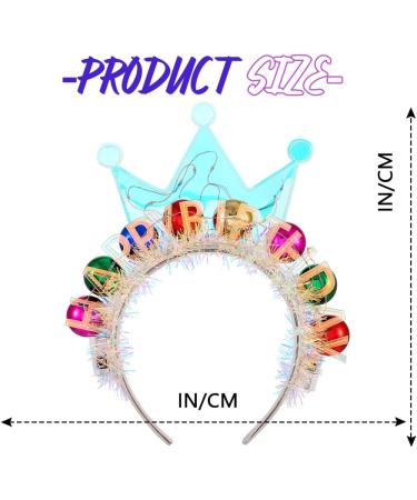 Edary LED Happy Birthday Crown Headband Luminous Ball Hair Bands Sparkling Birthday Party Hair Accessories for Women - Buy Online on GoSupps.com