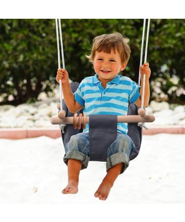 Baby Canvas Hanging Swing Seat - Secure Indoor & Outdoor Hammock Toy in Grey/Dark Grey - Buy Online on GoSupps.com