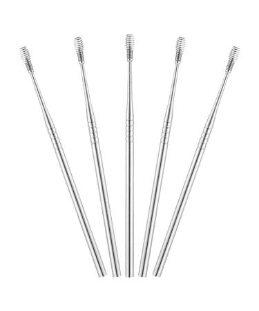 Ciieeo 5PCS Ear Wax Removal Tool 360 Ear Wax Cleaning Tool Professional Spiral Ear Cleaner Stainless Steel Ear Massage Cleaning Tool Silver