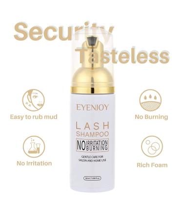 Eyenjoy Eyelash Extension Shampoo 2 Bottle Set - Gentle Foaming Cleanser for Lashes, Mascara Remover with 4 Brush Kit - Ideal for Sensitive Skin at Home & Salon - Buy Online on GoSupps.com