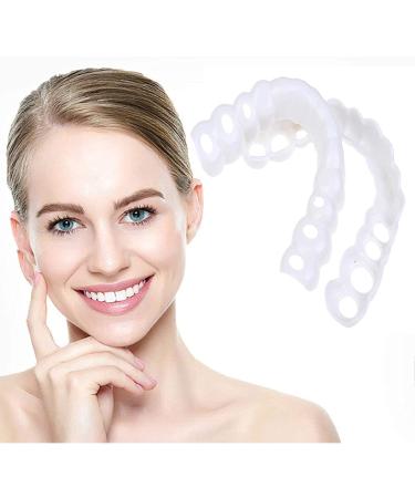 Brigtviee 2 couples temporary prostheses teeth cosmetic veneers teeth set at the top and below wrong teeth veneers temporary dentures instantly veneer for women men tooth whitening