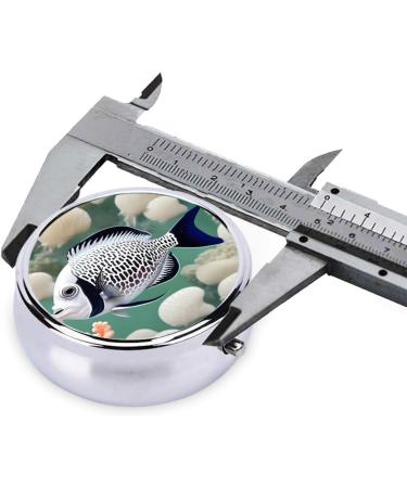 White Tropical Fish Round Pill Box - 3 Compartment Organizer | Portable Travel Pill Box for Easy Travel - Buy Online on GoSupps.com