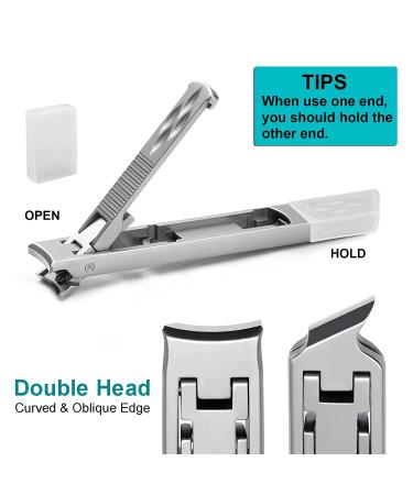 VOGARB Portable Nail Clippers for Thick Nails - Wide Jaw Opening Cutter with File - Travel Toenail & Fingernail Trimmer - Silver - Buy Online on GoSupps.com
