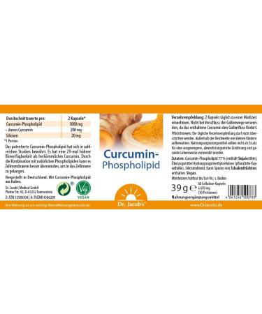 Curcumin Phospholipid 39g Capsules by Dr. Jacobs | 29x Bioavailability | Vegan Piperine-Free | 30 Servings - International Shipping Available - Buy Online on GoSupps.com