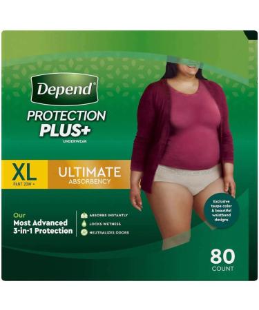 Depend FIT-Flex Incontinence Underwear for Women, Maximum Aobsorbency, XL Tan, 80 Count