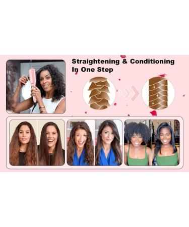 LANDOT Negative Ion Hot Brush Hair Straightener - Rose Gold Styling Brush for Hair Straightening - Buy Online on GoSupps.com