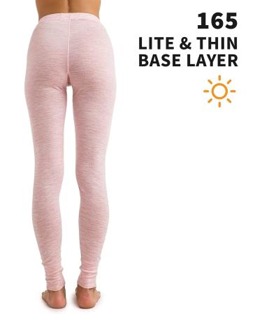 Merino Wool Base Layer Women Pants + Wool Socks Set | Thermal Underwear Leggings for Winter | Medium 165 Pink Heather - Buy Online on GoSupps.com