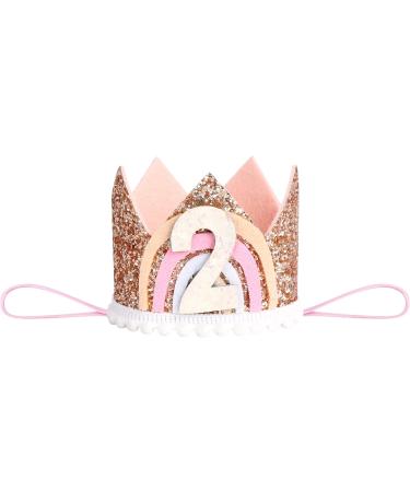 FYMNSI Boho Rainbow 1st Birthday Outfit Baby Girl Cake Smash Photo Romper Tutu 3pcs Set 2 Years Dusty Pink Crown - Buy Online on GoSupps.com