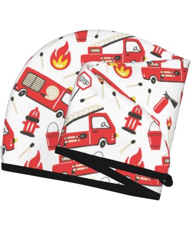 Fire Truck Microfiber Hair Towel - Soft Super Absorbent Wrap for Women's Long Curly & Thick Hair - Coral Velvet Quick Dry Cap - Buy Online on GoSupps.com