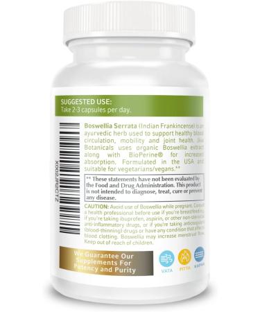 Boswellia Serrata Extract Capsules by Jiva Botanicals - 120 Capsules, Pure Boswellia Powder Supplement - Buy Online on GoSupps.com