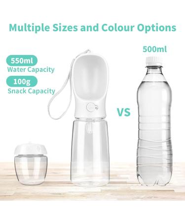 Myowell Portable Dog Drinking Bottle - 550ml Leak-Proof Water Bottle & 100g Food Cup for Large & Small Dogs - Ideal for On-The-Go Adventures - Buy Online on GoSupps.com