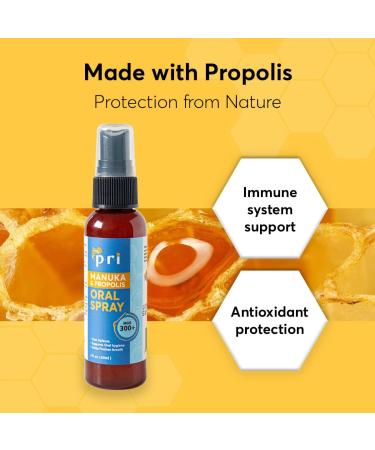 PRI Propolis Oral Spray with Manuka Honey - Sore Throat & Immune Support 2oz - Buy Online on GoSupps.com
