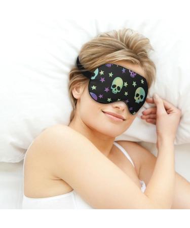 Neon Skulls Starry Night Sleep Mask - Adjustable Eye Cover for Men & Women - Blocks Light for Night Travel & Nap - Buy Online on GoSupps.com