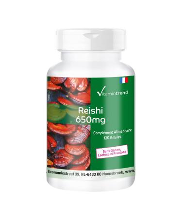 Reishi Powder 650mg - 120 Capsules Functional Vital Fungus Adaptogen Vegan | Vitamintrend