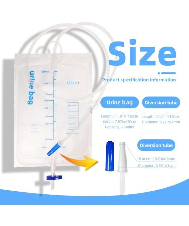 Extra Large Urinary Drain Bags 2000ml - Unisex Medical Drainage Bags with Anti Reflux Valve & Metal Hook (2 Pack) - International Shipping Available - Buy Online on GoSupps.com