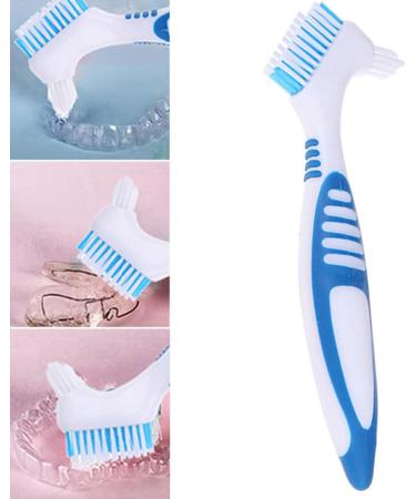 Libcflcc Double-Sided Dentures Toothbrush - Ergonomic Design for False Teeth Care | Multi-Layered Bristles & Zigzag Pattern in Sunset Chevron - Ideal for Home Use - Buy Online on GoSupps.com