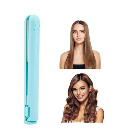 2024 New Mini Hair Curler Flat Iron Hair Straightener Ceramic Travel Hair Curler for Short Hair Fine Hair Curler and Hair Straightener Mini Curling Iron 1/2 Inch Barrel Hot Tools Sky Blue