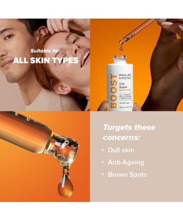 Paula s Choice C15 Super BOOSTER - Vitamin C Brightening Serum for Face - Anti Aging & Fades Brown Spots - with Vitamin E & Ferulic Acid - All Skin Types - 20 ml - Buy Online on GoSupps.com