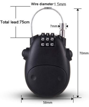 Buy Steel Wire Cable Lock for Motorcycle & Bicycle | Universal Combination Lock for Luggage & Locker (Black) - Buy Online on GoSupps.com