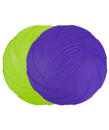 Vivifying Frisbee Dog 2 pieces 15 cm dog frisbee made of natural rubber for land and water (green + purple)