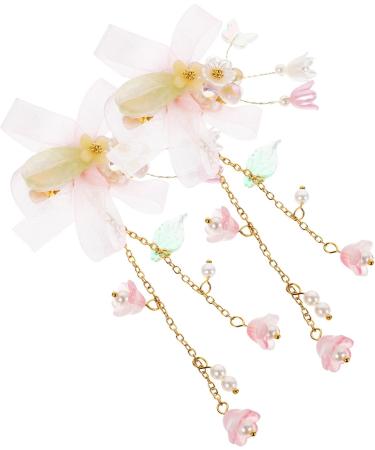 Beaupretty 4 Pairs tassel flower hair clip girl hair accessories hair accessories for girls baby hair accessories flower headpiece pink hair clip baby clips for hair Hanfu child China - Buy Online on GoSupps.com