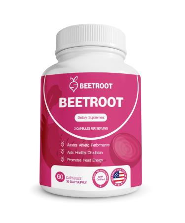 ZENVIVIAN Beetroot Capsules 1300mg Non-GMO Beet Root Powder Supplement 60 Vegan Capsules for Natural Energy Blood Flow & Endurance Support