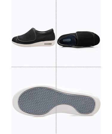 Women's Wide Width Diabetic Walking Shoes - Adjustable Comfort for Plantar Fasciitis, Bunions, Arthritis - 10.5 Wide Black - Buy Online on GoSupps.com