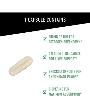 DIM 300mg for Men | Hormone Balance & Fitness Supplement | Estrogen Blocker & Aromatase Inhibitor | With Diindolylmethane, CDG & Sulforaphane | Gluten-Free | 60 Capsules - Buy Online on GoSupps.com