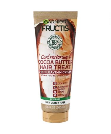 Garnier Fructis Curl Restoring Cocoa Butter Hair Treat 3 In 1 Leave In Cream 6.8oz/ 200ml Brown