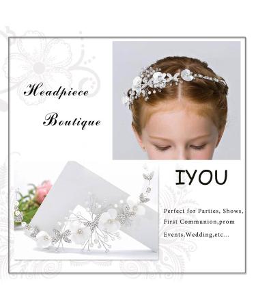 IYOU Princess White Flower Headpiece | Pearls & Crystal Bridal Hair Accessories for Girls | Elegant Wedding & Communion Hairdress - Buy Online on GoSupps.com