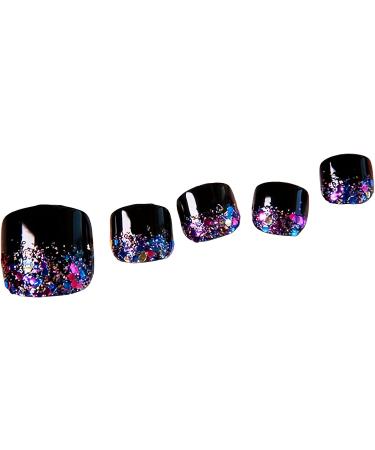 24Pcs Press On Toe Nails False Toenails for Women and Girls Short Glitter Toe Naiils Decorated Press On Toe Nails Full Cover Fake Toenails with Glue On Toenails for Women Blue - Buy Online on GoSupps.com