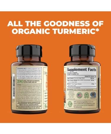 Organic Turmeric Curcumin with Black Pepper Extract - Vegan Supplements with Bioperine, 95% Curcuminoids for Digestive, Immune & Joint Support - Buy Online on GoSupps.com