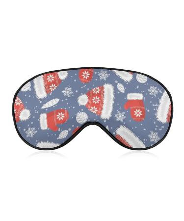 Christmas Hats and Mittens Sleep Mask Eye Cover for Sleeping Blindfold with Adjustable Strap Blocks Light Night Travel Nap for Men Women