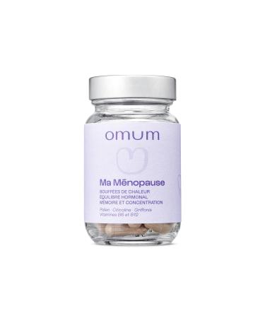 OMUM - My Menopause Supplement Hot Flashes, Memory, Concentration, Fatigue, Hormonal Balance - 42 capsules 3 weeks - Pollen, Griffonia, Citicoline, Vitamins B6, B12, Natural, France, Vegan