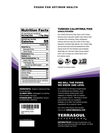 Terrasoul Superfoods Organic Turkish Smyrna Figs 4 Lbs (2 Pack) - No Added Sugar, Unsulphured, Perfectly Dried - Buy Online on GoSupps.com