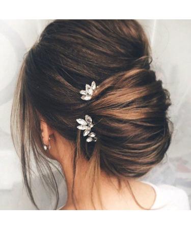 Runmi wedding hair needles silver bride hair part crystal bride headdress wedding hair accessories for women and girls (3 pieces) (silver)