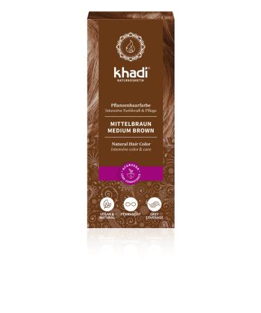 Khadi Natural Products Khadi Plant Hair Dye Medium Brown 100 g Vibrant warm cinnamon brown to a strong deep medium brown 100 g (Pack of 1)