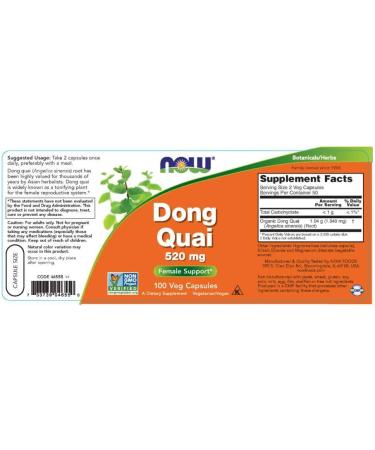 Dong Quai 520mg 100 Capsules - Pack of 2 | Powerful Herbal Supplement - Buy Online on GoSupps.com