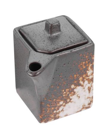 ABOOFAN Ceramic Sauce Vinegar Pot Liquid Dispenser Mini Seasoning Bottles Container with Lid Condiment Japanese Oil Cruet Ceramic Soy Sauce Dispenser Seasoning Bowl Seasoning Canister 9.2X7.5X6CM Black