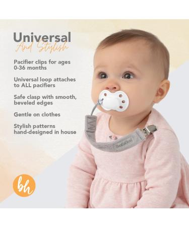 BooginHead Luxe Pacifier Holder Baby Pacifier Clips 2-Pack Cotton Denim Blue Blue Jean Baby - Buy Online on GoSupps.com